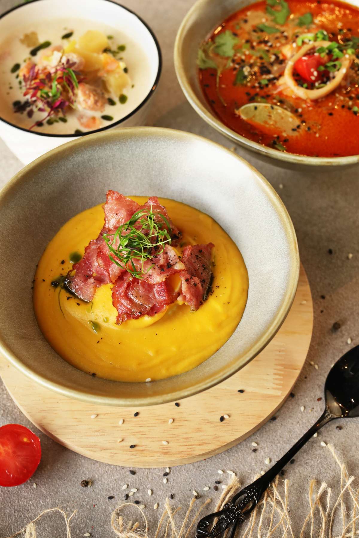 Кукурузный крем-суп с беконом