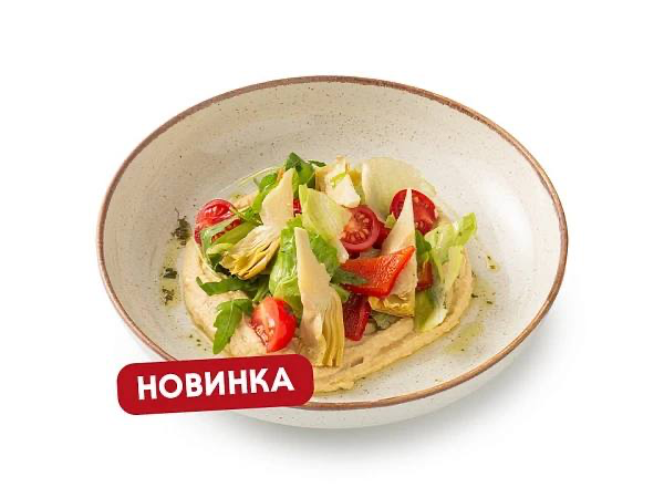 САЛАТ С ХУМУСОМ И АРТИШОКАМИ