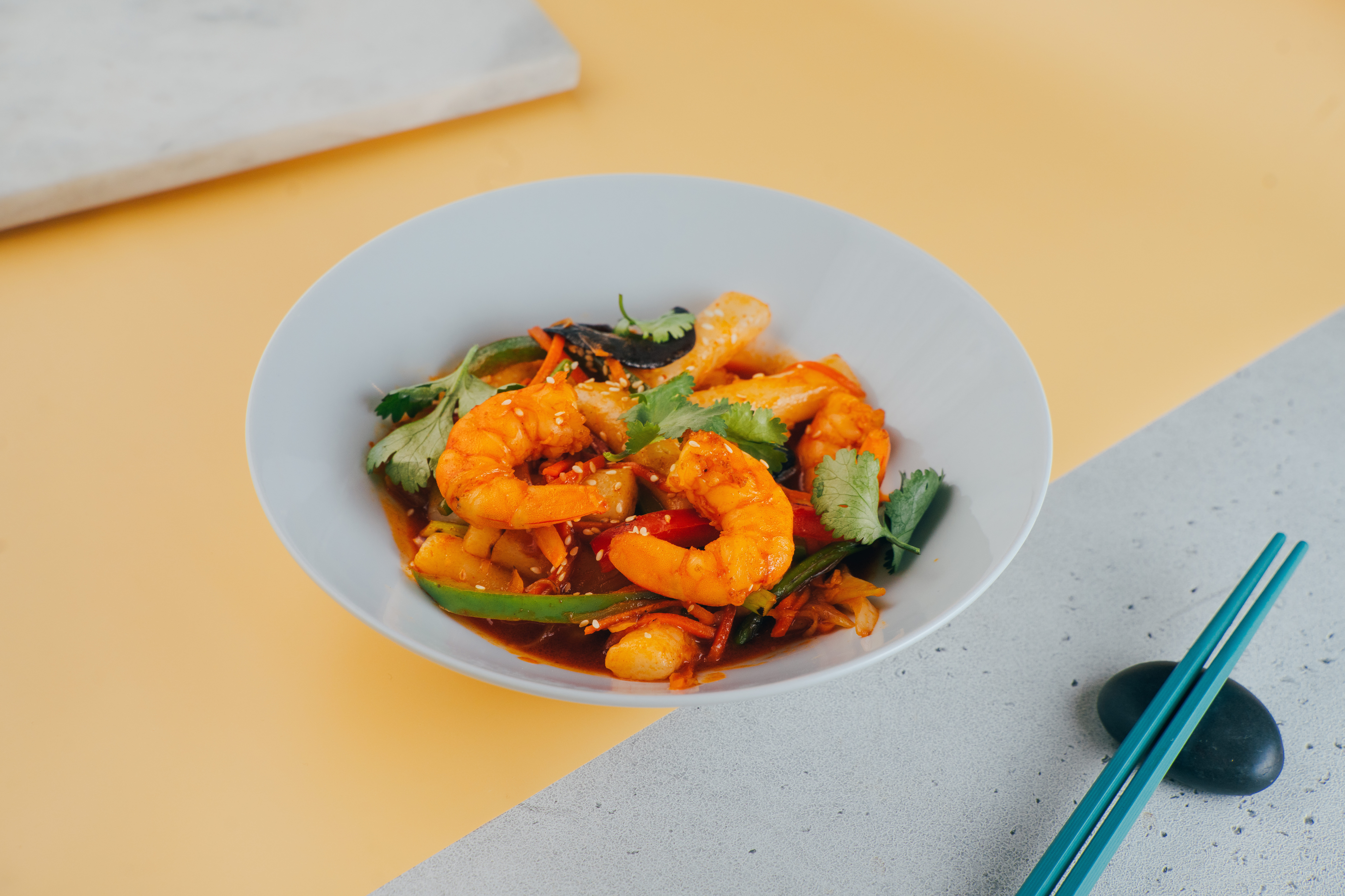 Токпокки с креветкой