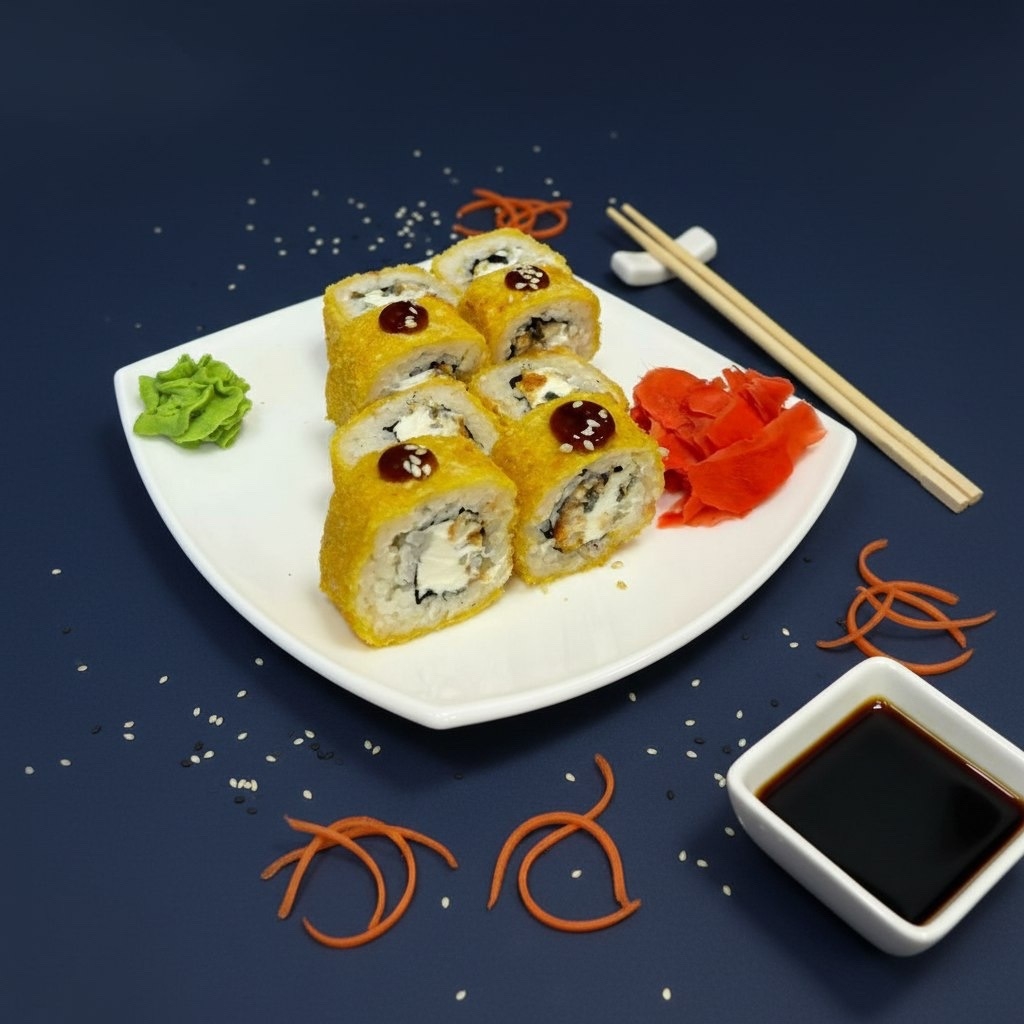 Жареный ролл сливочный с угрем