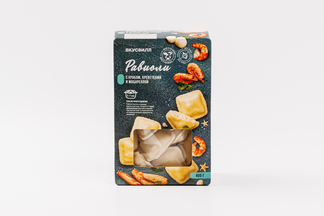 Равиоли с крабом, креветками и моцареллой, 400 г(Продукт замороженный)