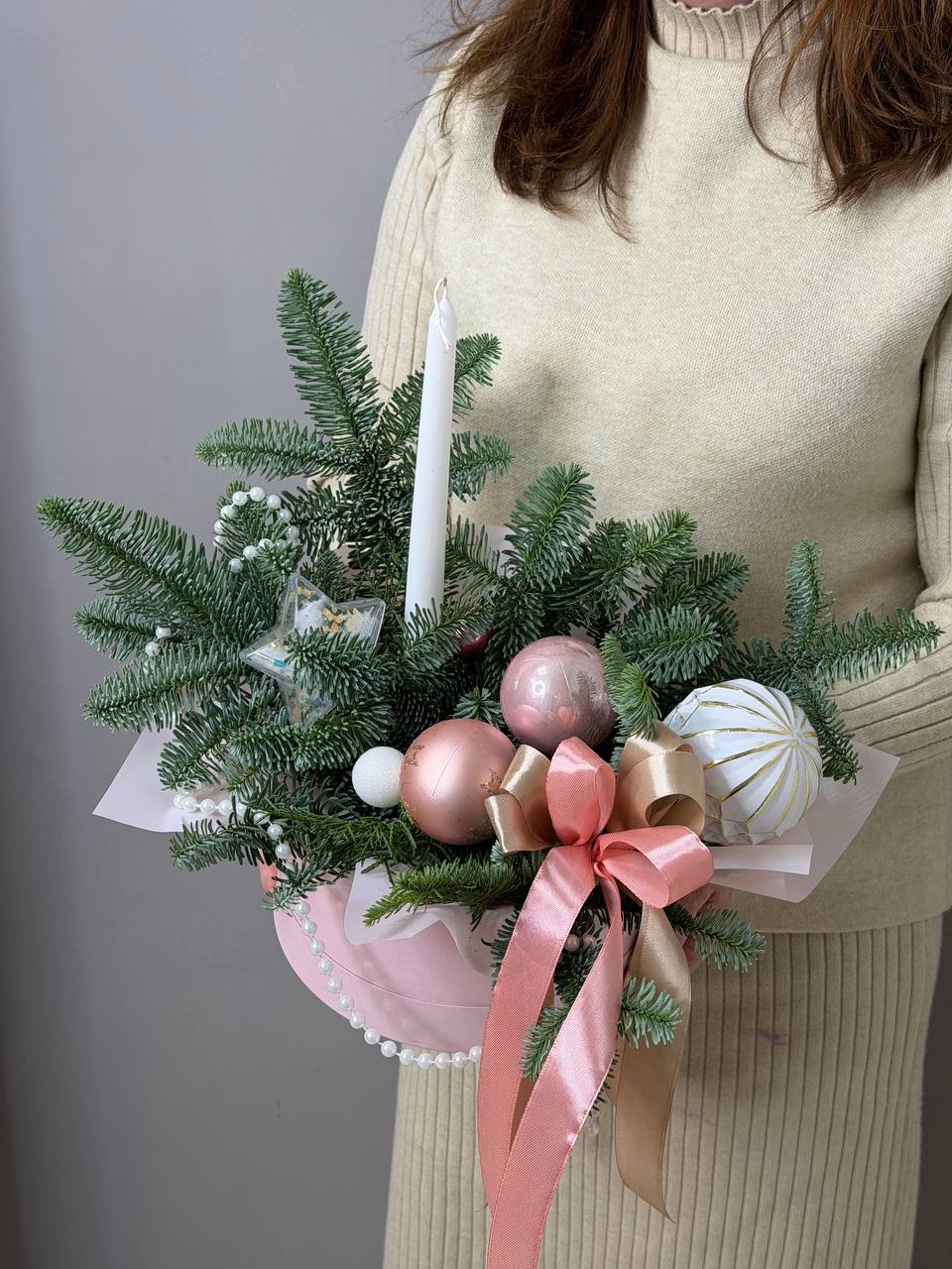 Зимняя композиция со свечами