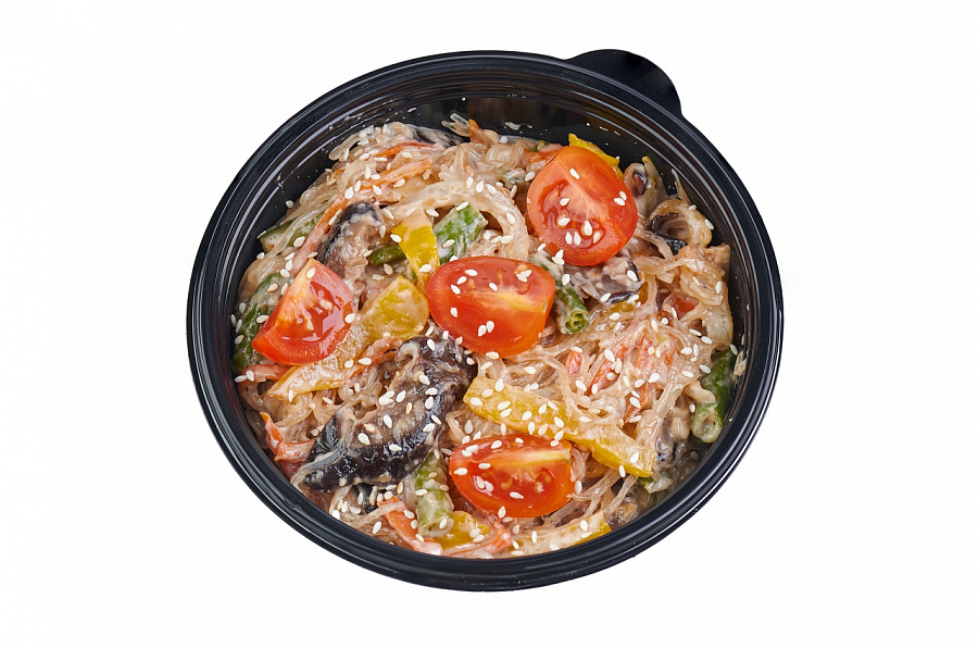 Фунчоза с овощами в ореховом соусе