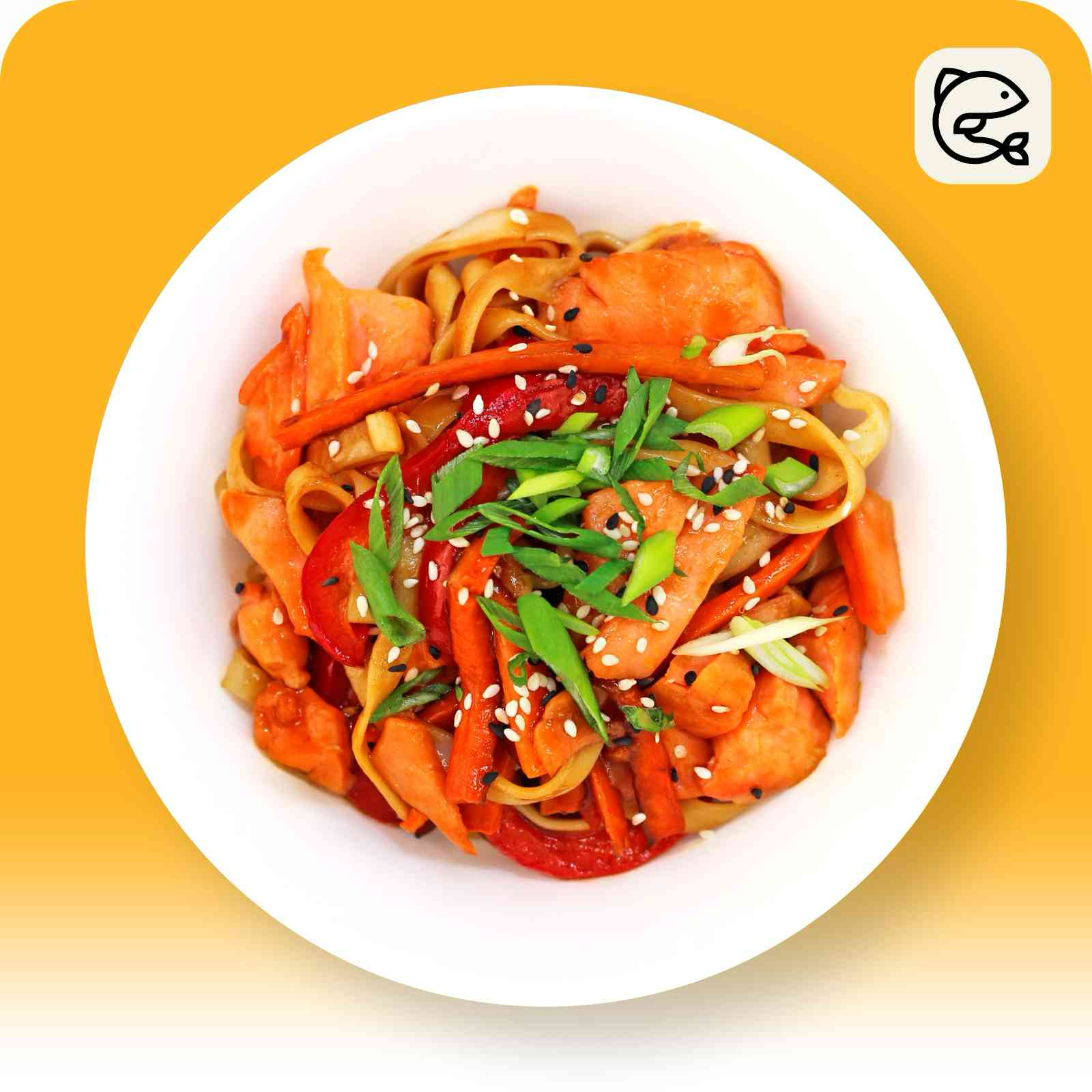 Лапша удон с лососем