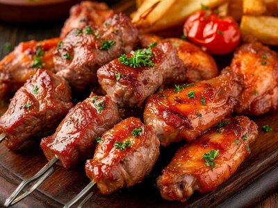 Свиная Шейка и Крылышки на углях