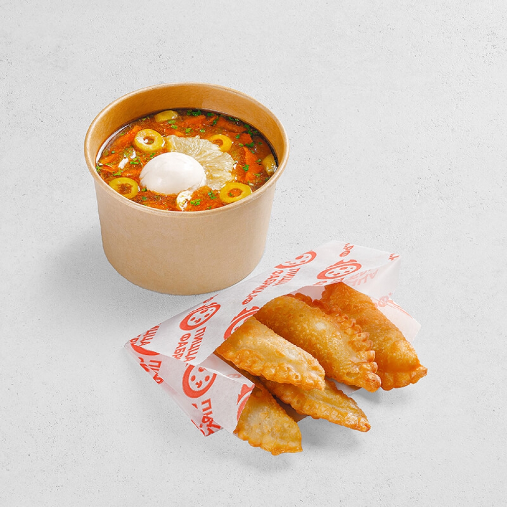 Суп и мини-чебуреки