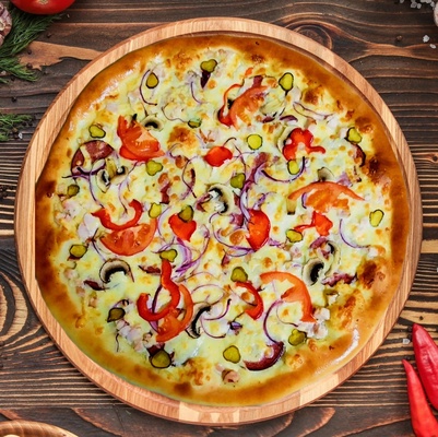 Пицца Фирменная с курочкой 25см