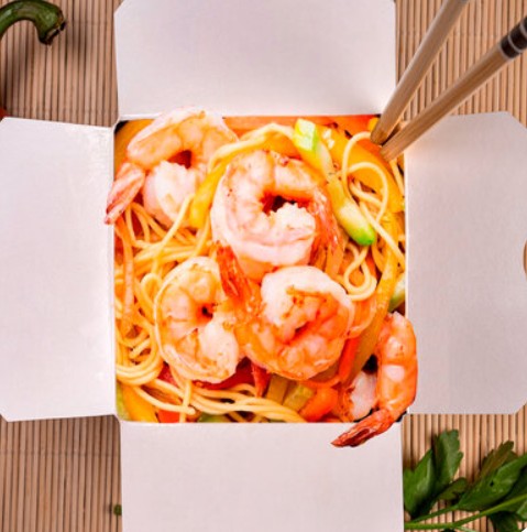 Морепрод. с яичной лапшой и соусом терияки