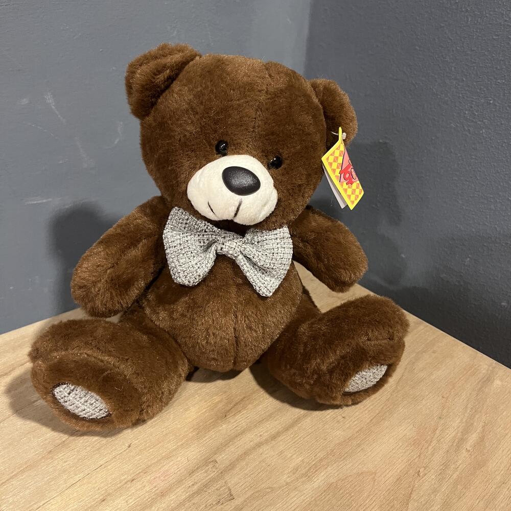 Мишка с бантиком коричневый 20 см