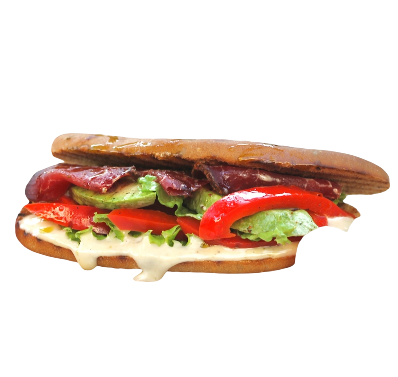 Панини с овощами и сыровяленым мясом