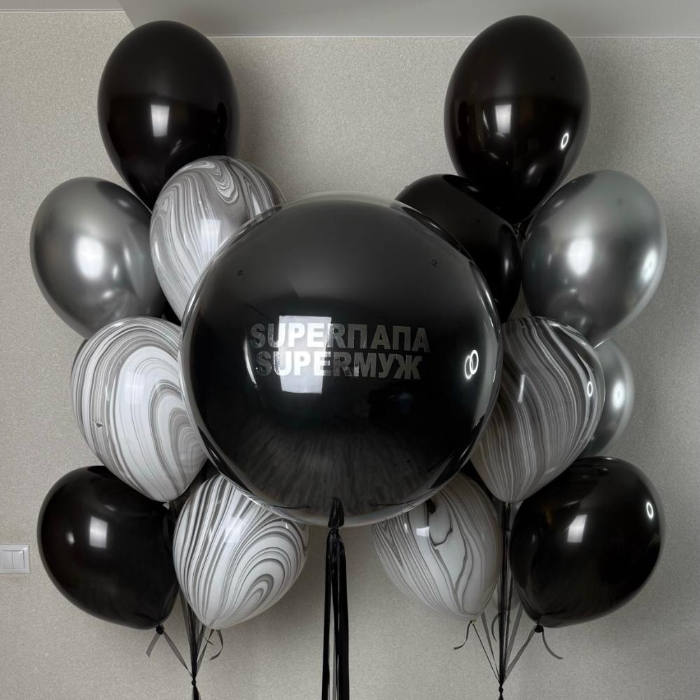 Стеклянный шар с любой надписью и 2 фонтана из шаров