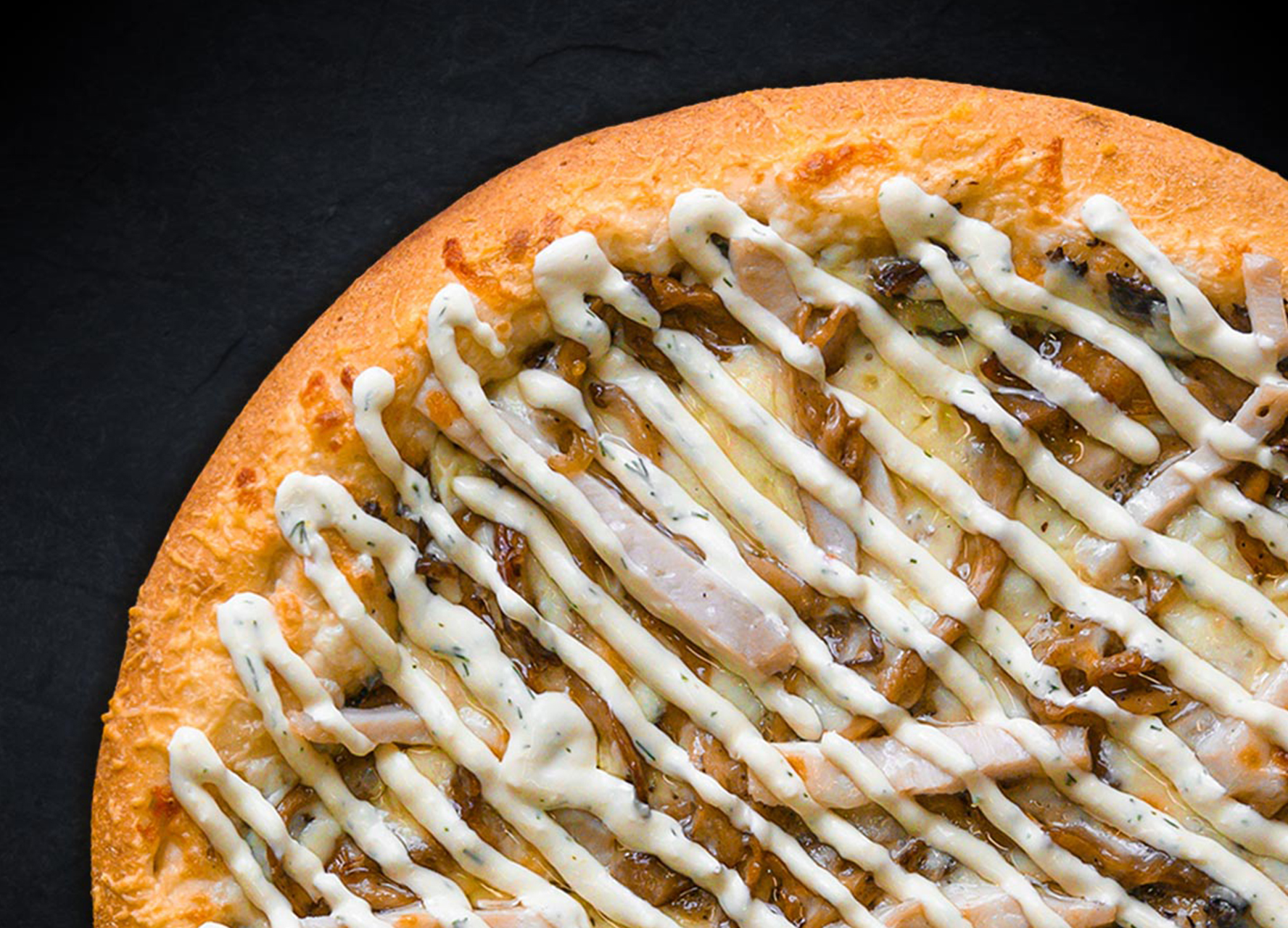 Грибная с цыплёнком и сулугуни 40 см (толстое с сыром)