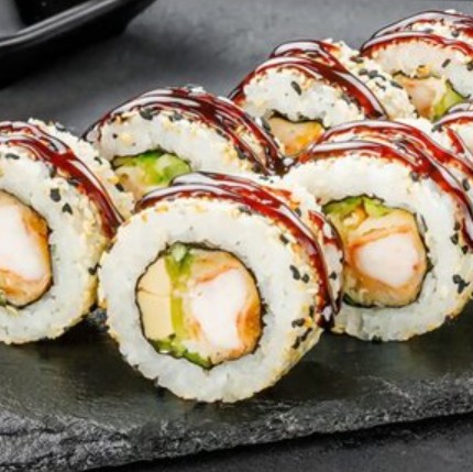 Калифорнийские креветки темпура с кунжутом