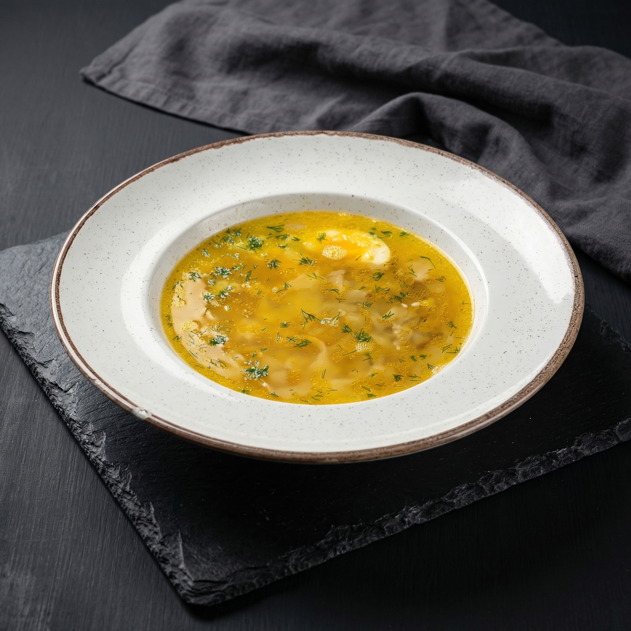 СУП КУРИНЫЙ С ДОМАШНЕЙ ЛАПШОЙ И ЯЙЦОМ