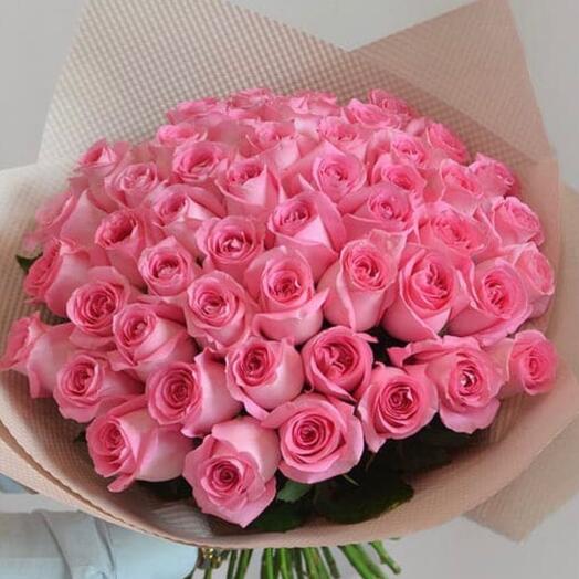 Букет из розовых роз 41 шт