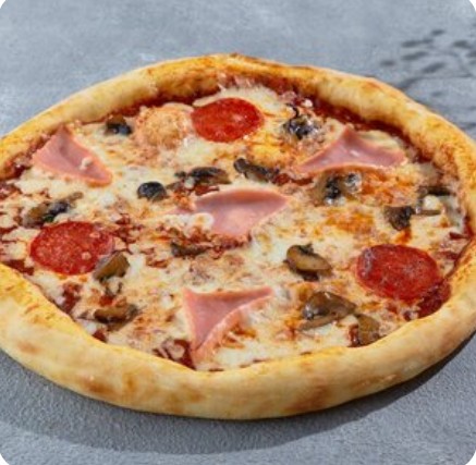 Пепперони с ветчиной и грибами