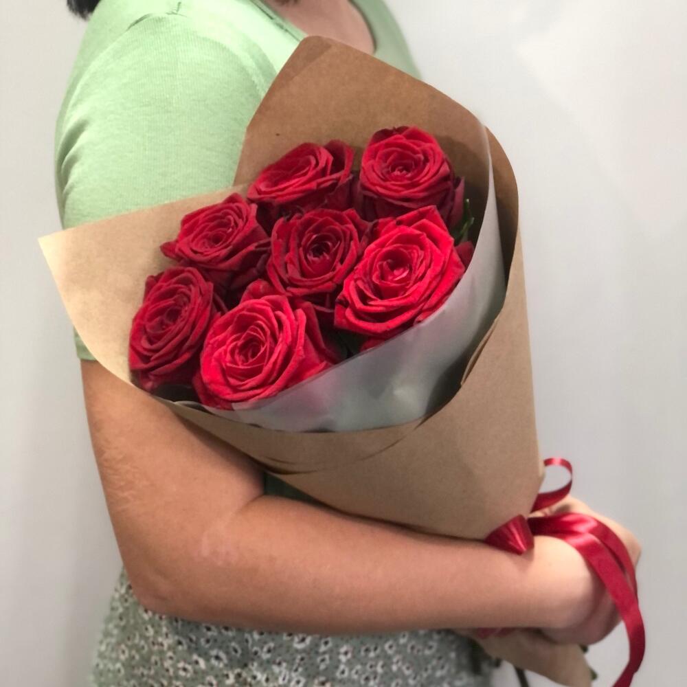 Букет Красных роз 7 шт 50 см