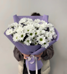 Букет из 7 белых кустовых хризантем