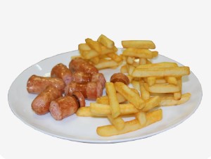 Картофель фри с сосисками