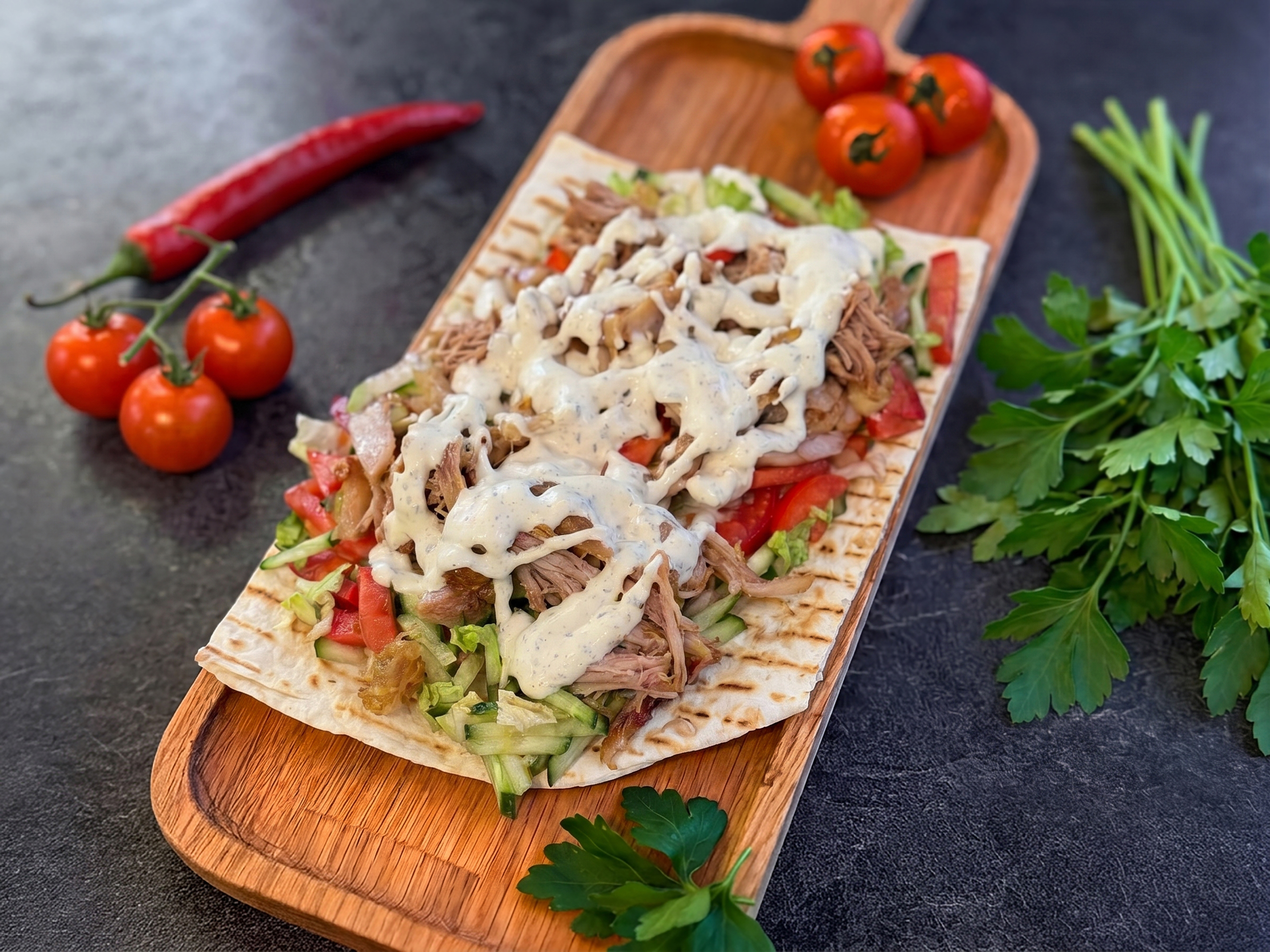 Шаурма открытая из свинины