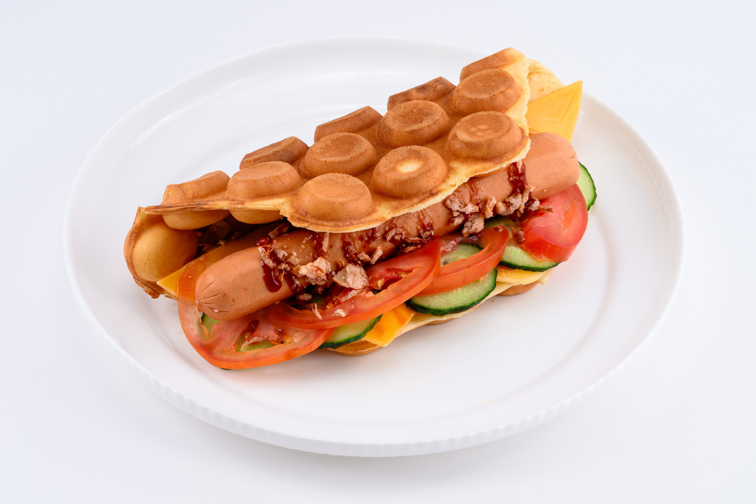 Вафля с сосиской королевская
