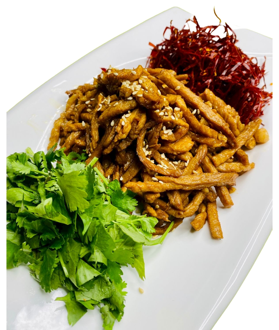 Курица стружкой с красн перц и кинзой
