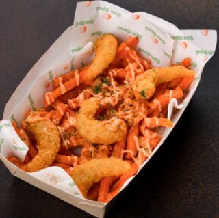 Батат с креветкой и азиатским соусом