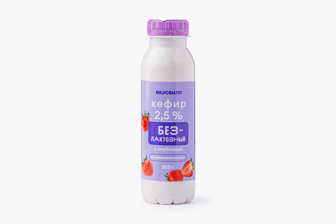 Кефир безлактозный с клубникой без доб. сахара 2,5%