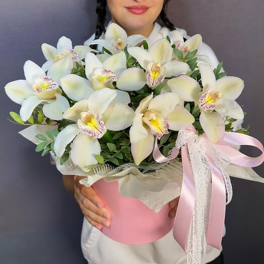 Орхидеи белые в коробке