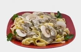 Паста со свининой и шампиньонами