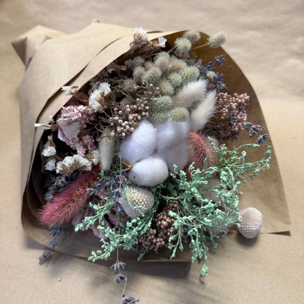 Букет из сухоцветов с хлопком