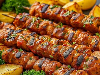 Куриное филе и Крылышки на углях