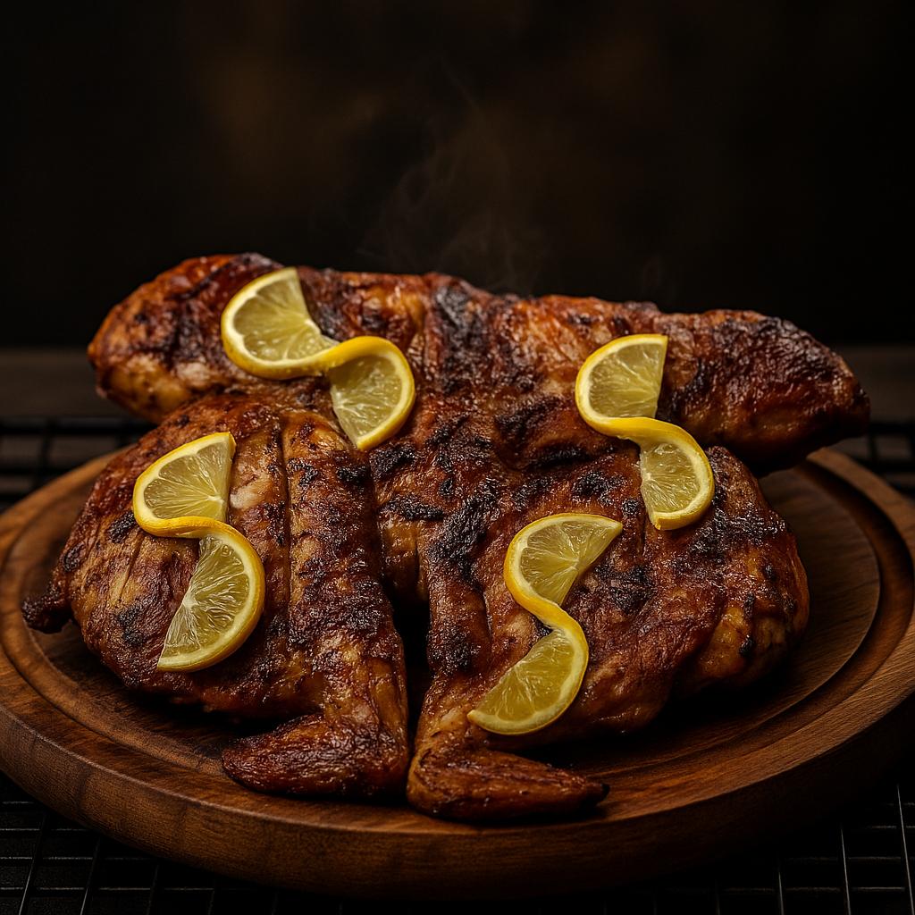 Курица целиком на углях