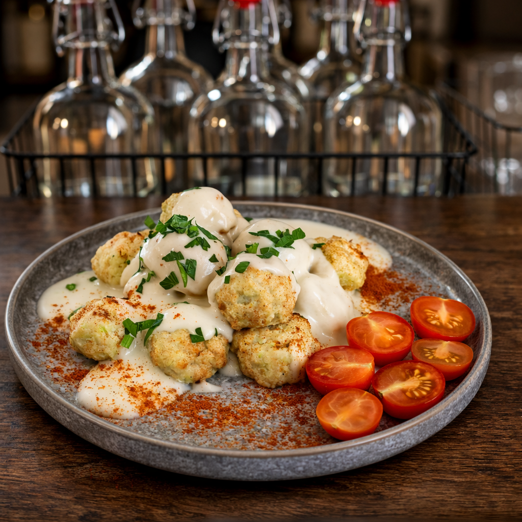 Фрикадельки куриные в нежном сливочном соусе