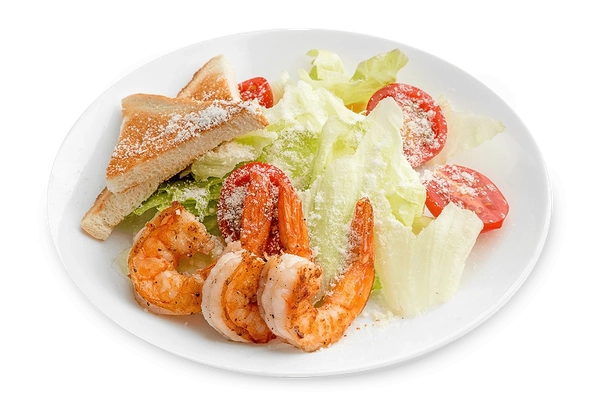 Салат Цезарь с креветками
