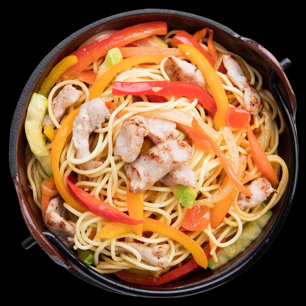 Лапша Яичная со свининой и овощами
