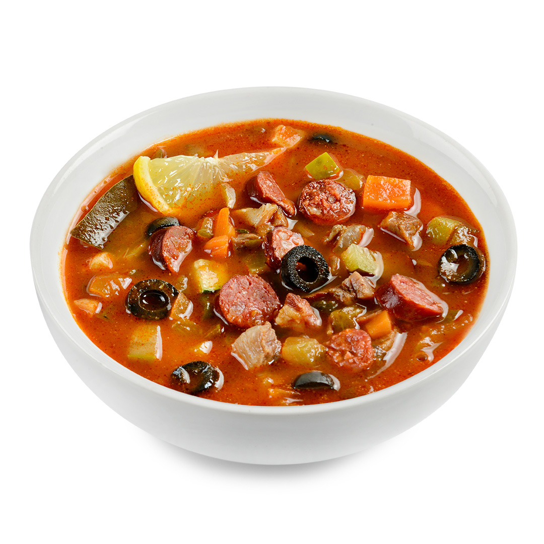 Солянка мясная на бочковых огурцах