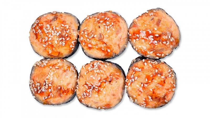 Запеченный с лососем и крабом 6 шт