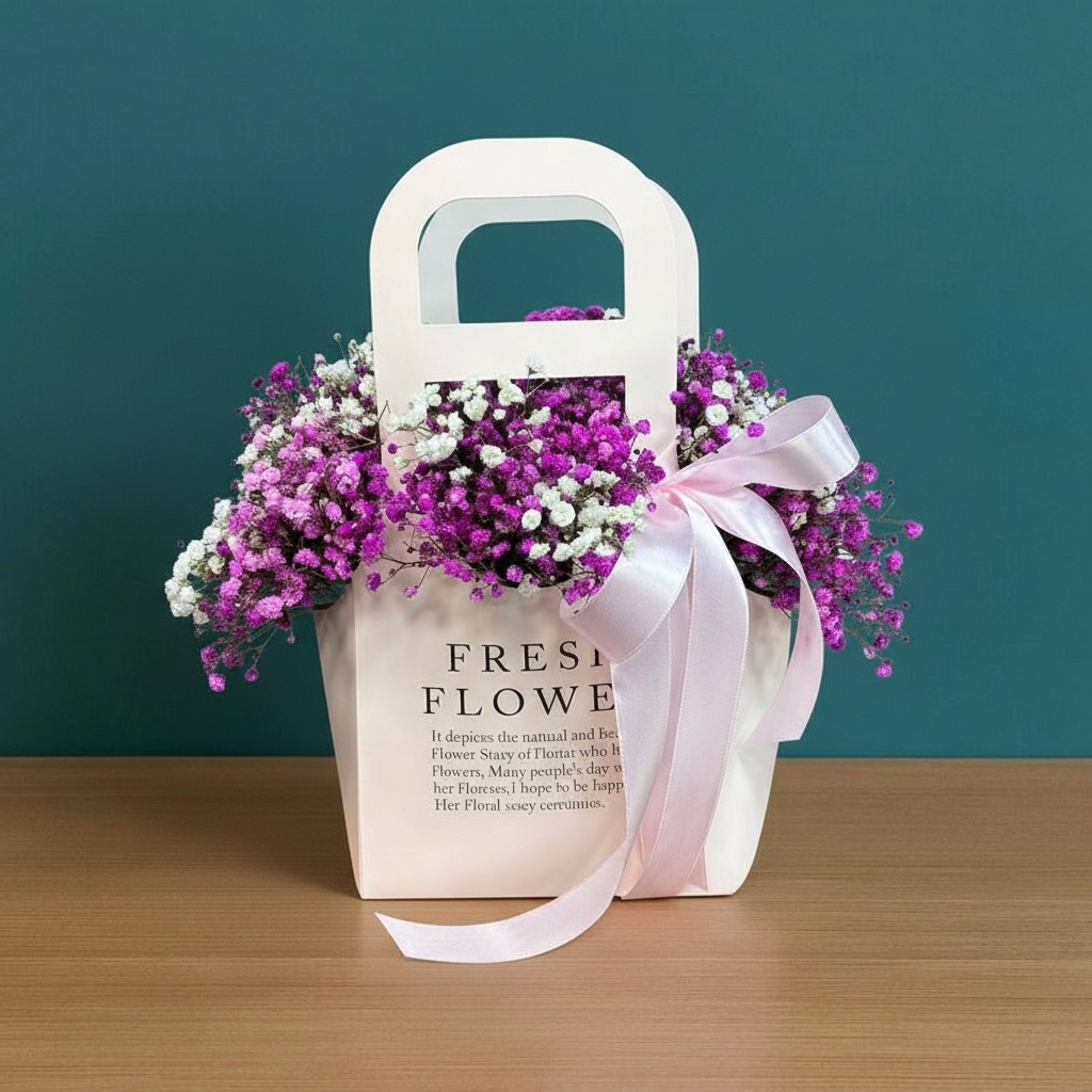 Сумочка с розовой гипсофилой