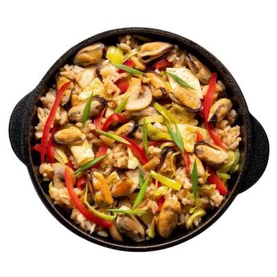 Рис с мидиями в устричном соусе