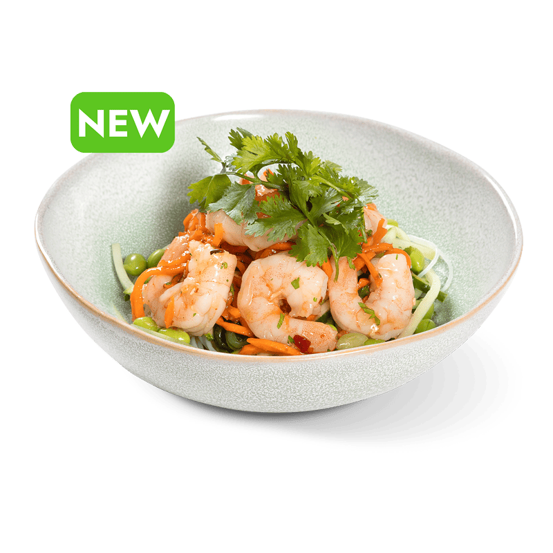 Салат С фунчозой, чукой и креветками