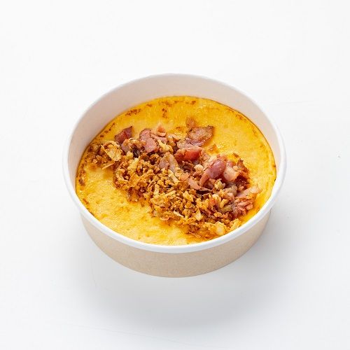 Омлет с беконом и луком фри