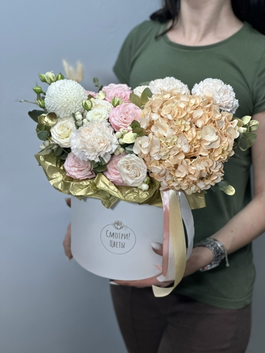 Коробка с гортензией «Кружевная»