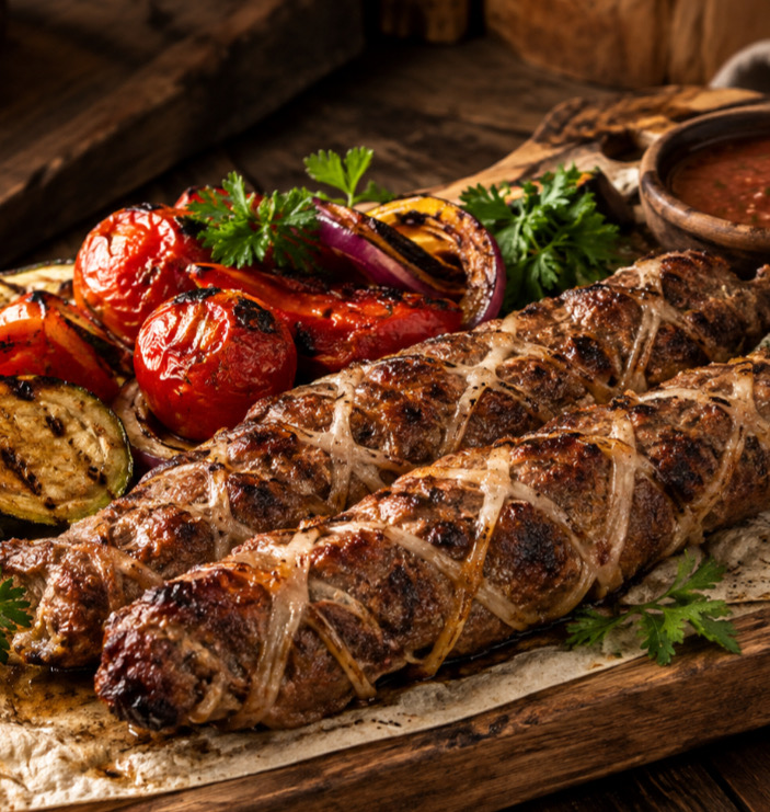 Люля в сетке с овощами