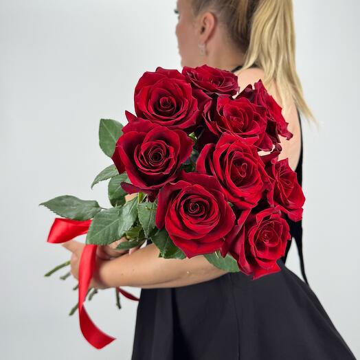 Роскошные красные розы под ленту ♥️ Premium