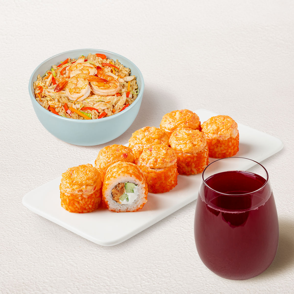 Бизнес-ланч Азиатский M с морсом из черной смородины