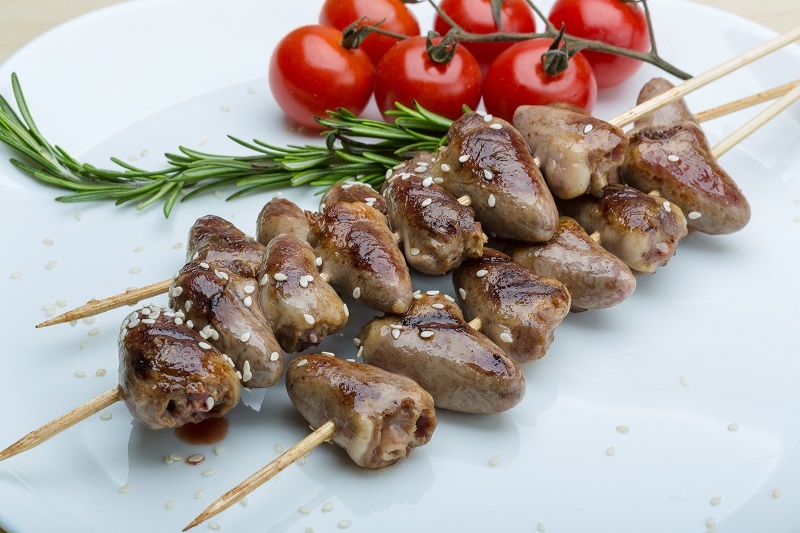 Шашлык из куриных сердечек