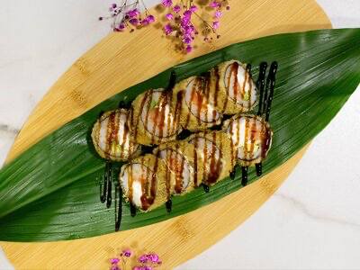 Жареный с лососем