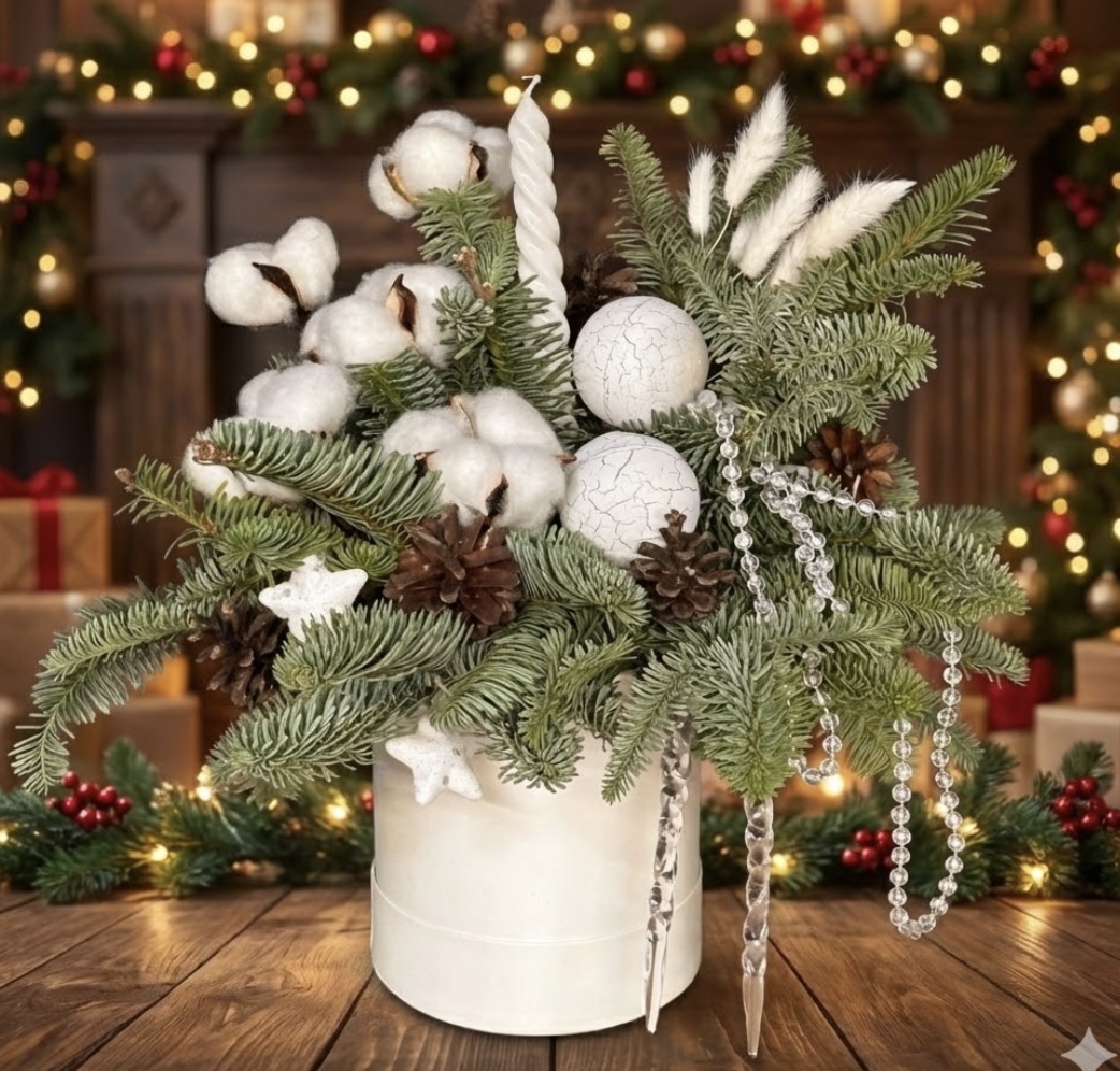 Новогодняя композиция белая 