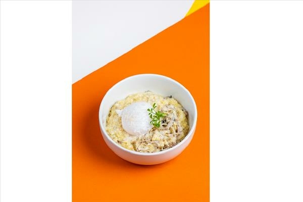Пшенная каша с пармезаном и вешенками